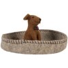 Clayre & Eef 66288 Perro de fieltro en cesta Ø 19x10 cm Gris y Marrón