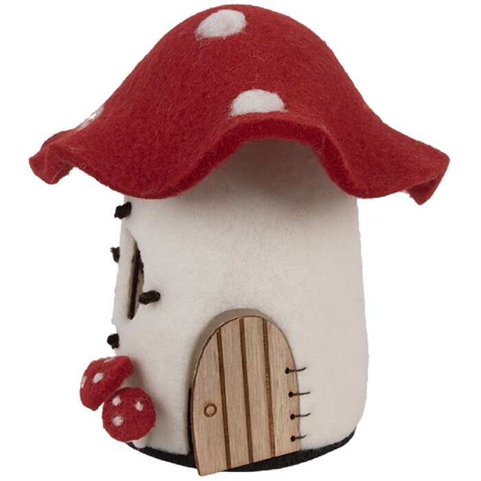 Casa de Fieltro Clayre & Eef 66293 20x20x18 cm Blanco-Rojo