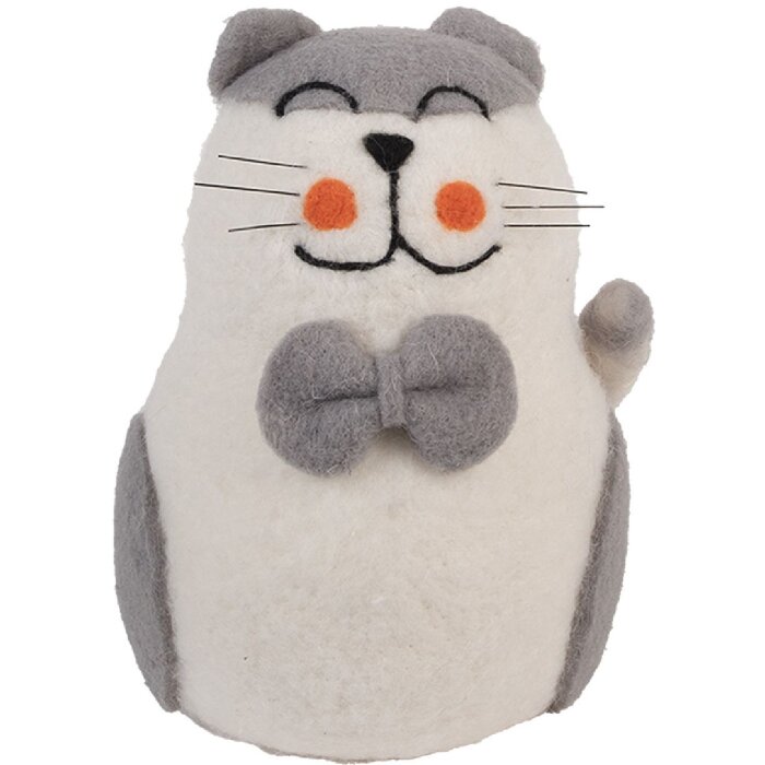 Gato de fieltro Clayre & Eef 66294 14x14x20 cm