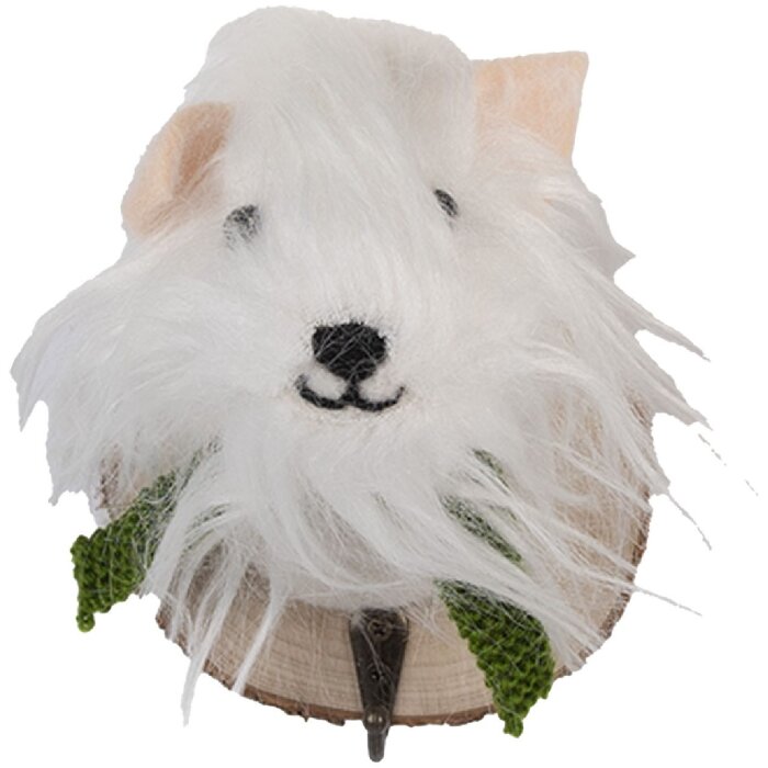 Clayre & Eef 66295 Gancho de Pared Perro de Fieltro 11x15x14 cm Blanco y Marrón