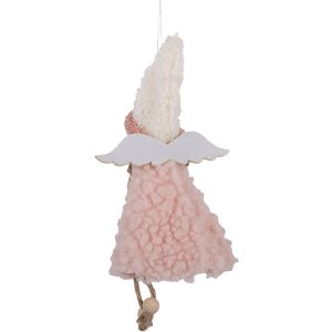 Clayre & Eef 66350 Adorno Colgante Ángel 10x3x20 cm Rosa Blanco