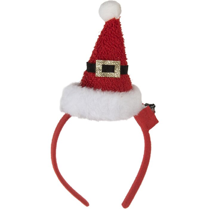 Diadema con gorro de Papá Noel con LED Clayre & Eef 66352 12x7x27 cm
