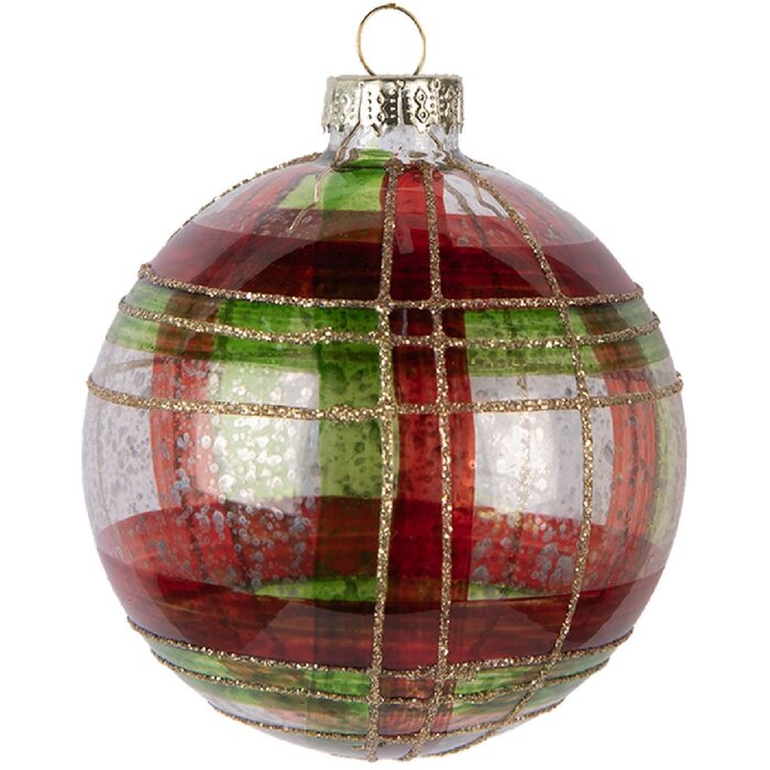 Clayre & Eef 6GL5178 Adorno de Navidad Ø 8x8 cm Rojo Dorado