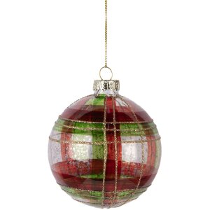 Clayre & Eef 6GL5178 Adorno de Navidad Ø 8x8 cm Rojo Dorado