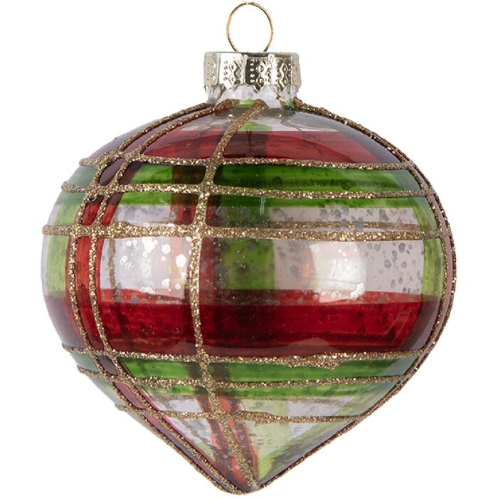 Clayre & Eef 6GL5179 Adorno de Navidad Ø 8x8 cm Rojo-Dorado