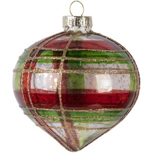 Clayre & Eef 6GL5179 Adorno de Navidad Ø 8x8 cm Rojo-Dorado