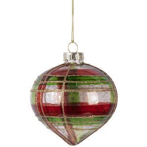 Clayre & Eef 6GL5179 Adorno de Navidad Ø 8x8 cm Rojo-Dorado