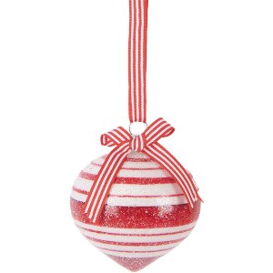Adorno navideño Clayre & Eef 6GL5180 Rojo y Blanco Ø 8 cm
