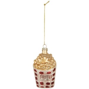 Adorno navideño Clayre & Eef 6GL5260 6x3x10 cm Blanco Dorado