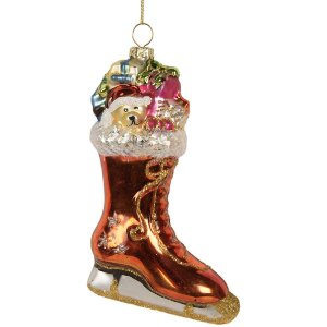 Adorno de Navidad Clayre & Eef 6GL5267 8x4x13 cm Naranja y Blanco