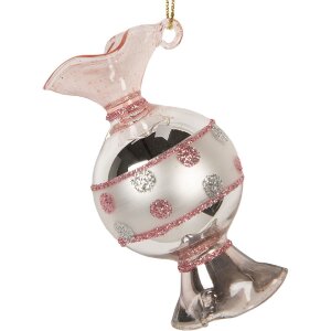 Clayre & Eef 6GL5276 Adorno navideño Ø 4x8 cm Plata Rosa