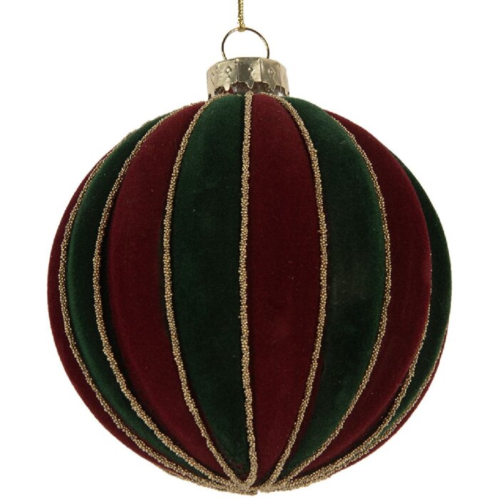Bola de árbol de Navidad Ø 8x8 cm Rojo-Verde Clayre & Eef 6GL5283