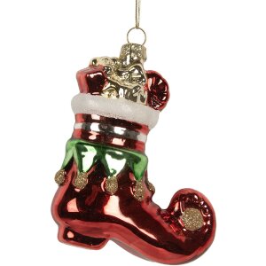 Adorno navideño Clayre & Eef 6GL5291 9x4x10 cm Rojo y Blanco