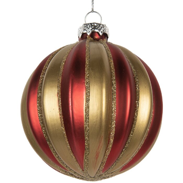 Clayre & Eef 6GL5302 Adorno de Navidad Rojo y Dorado 8x8 cm