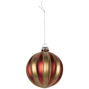 Clayre & Eef 6GL5302 Adorno de Navidad Rojo y Dorado 8x8 cm