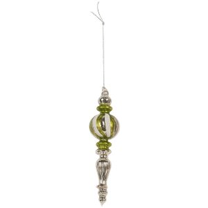 Clayre & Eef 6GL5304 Adorno de Navidad Ø 5x18 cm Plateado Verde