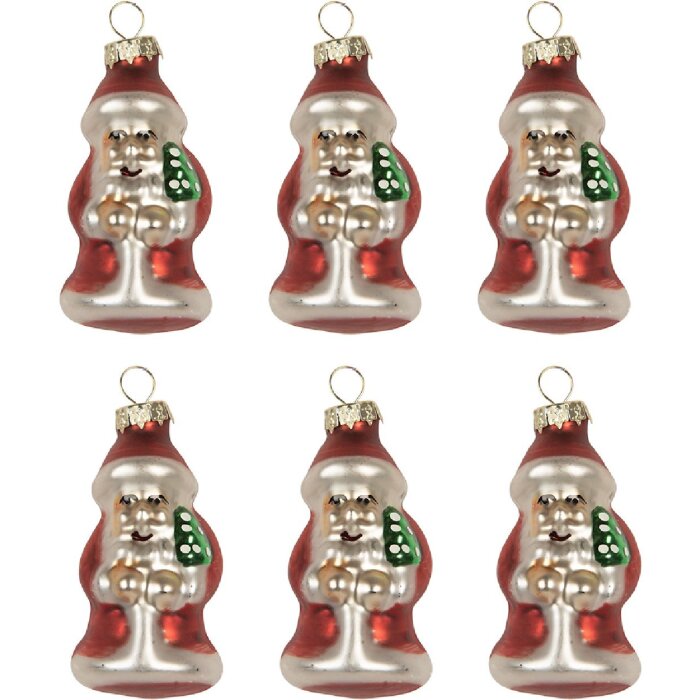 Clayre & Eef 6GL5322 Adornos Navideños Set de 6 Ø 3x35 cm Rojo Plateado