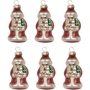 Clayre & Eef 6GL5322 Adornos Navideños Set de 6 Ø 3x35 cm Rojo Plateado