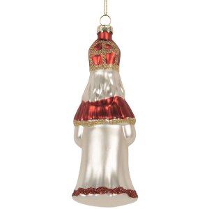 Adorno navideño Clayre & Eef 6GL5324 5x5x15 cm Rojo y Blanco