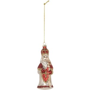 Adorno navideño Clayre & Eef 6GL5324 5x5x15 cm Rojo y Blanco