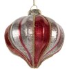 Clayre & Eef 6GL5326 Adorno de Navidad Ø 8 cm Rojo-Plata