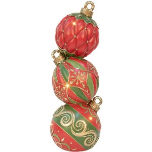 Clayre & Eef 6PR5617 Decoración Bola de Navidad LED 14x14x40 cm