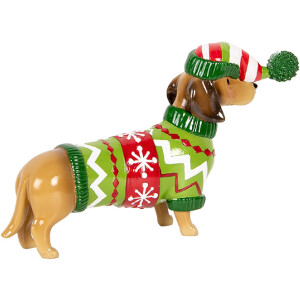 Clayre & Eef 6PR5620 Decoración Perro (Teckel) 24x5x14 cm Marrón y Verde