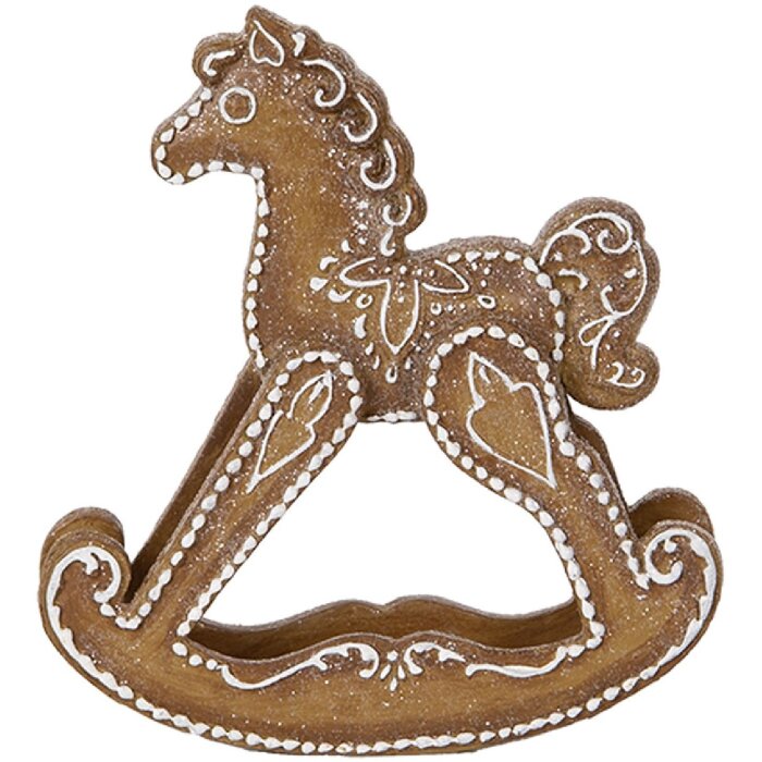 Caballo Balancín Decorativo Clayre & Eef 6PR5621 Marrón Blanco 14x4x15 cm