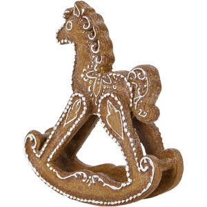 Caballo Balancín Decorativo Clayre & Eef 6PR5621 Marrón Blanco 14x4x15 cm