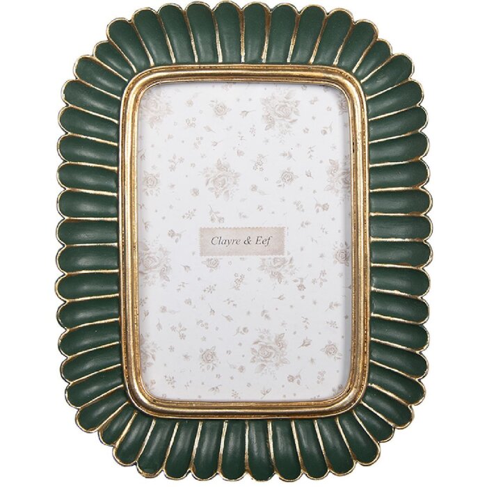 Clayre & Eef 2F1281 Marco de Fotos 17x2x21 cm / 10x15 cm Verde Dorado