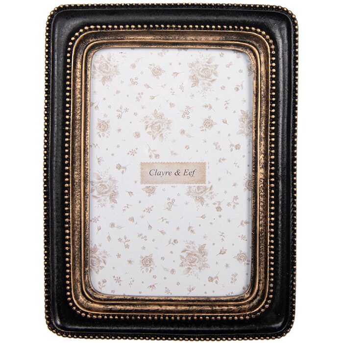 Clayre & Eef 2F1284 Marco de Fotos 15x2x20 cm / 10x15 cm Negro-Dorado
