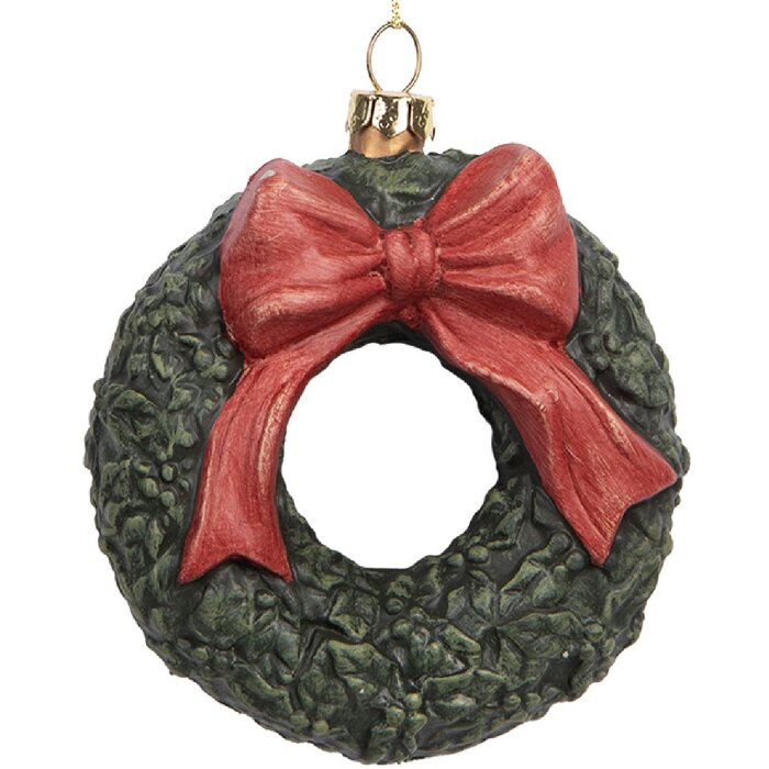 Clayre & Eef 66085 Adorno Colgante Corona 9x4x11 cm Verde Rojo