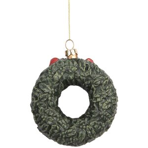Clayre & Eef 66085 Adorno Colgante Corona 9x4x11 cm Verde Rojo