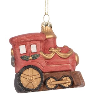 Adorno de Locomotora Clayre & Eef 66087 9x5x9 cm Rojo-Dorado