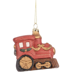 Adorno de Locomotora Clayre & Eef 66087 9x5x9 cm Rojo-Dorado
