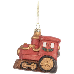 Adorno de Locomotora Clayre & Eef 66087 9x5x9 cm Rojo-Dorado