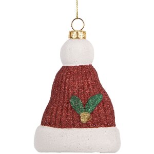 Clayre & Eef 66089 Adorno colgante Sombrero de Papá Noel 7x4x10 cm Rojo