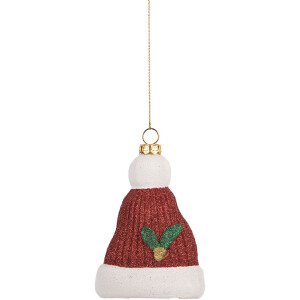 Clayre & Eef 66089 Adorno colgante Sombrero de Papá Noel 7x4x10 cm Rojo
