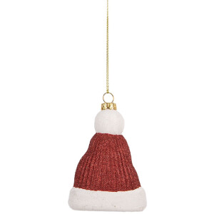 Clayre & Eef 66089 Adorno colgante Sombrero de Papá Noel 7x4x10 cm Rojo