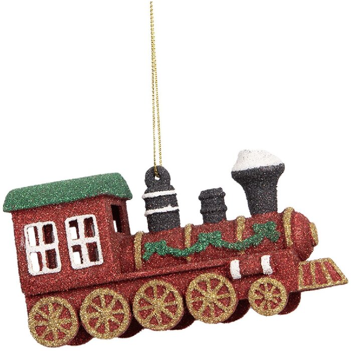 Clayre & Eef 66092 Adorno para Colgar Locomotora 12x4x7 cm Rojo Verde