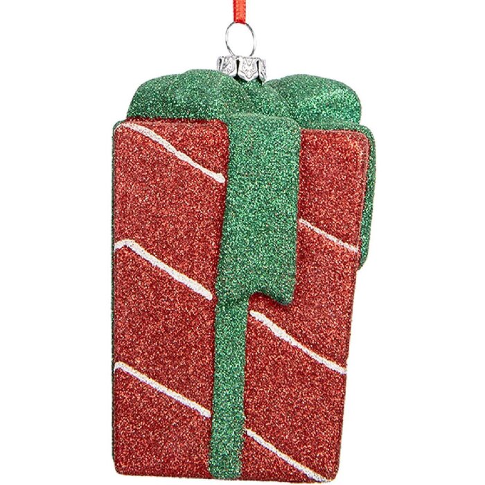 Clayre & Eef 66095 Decoración Adorno Caja de Regalo 8x8x11 cm Rojo y Verde