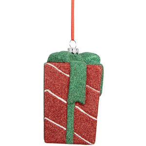 Clayre & Eef 66095 Decoración Adorno Caja de Regalo 8x8x11 cm Rojo y Verde