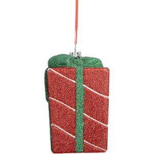 Clayre & Eef 66095 Decoración Adorno Caja de Regalo 8x8x11 cm Rojo y Verde