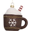 Clayre & Eef 66096 Adorno Colgante Taza 9x7x10 cm Marrón Blanco