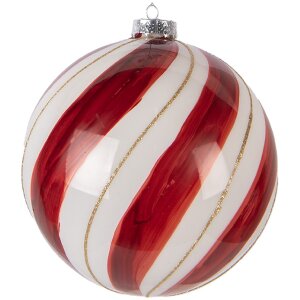 Clayre & Eef 6GL5139 Adorno de Navidad Ø 15 cm Rojo y Blanco