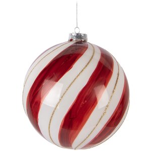 Clayre & Eef 6GL5139 Adorno de Navidad Ø 15 cm Rojo y Blanco