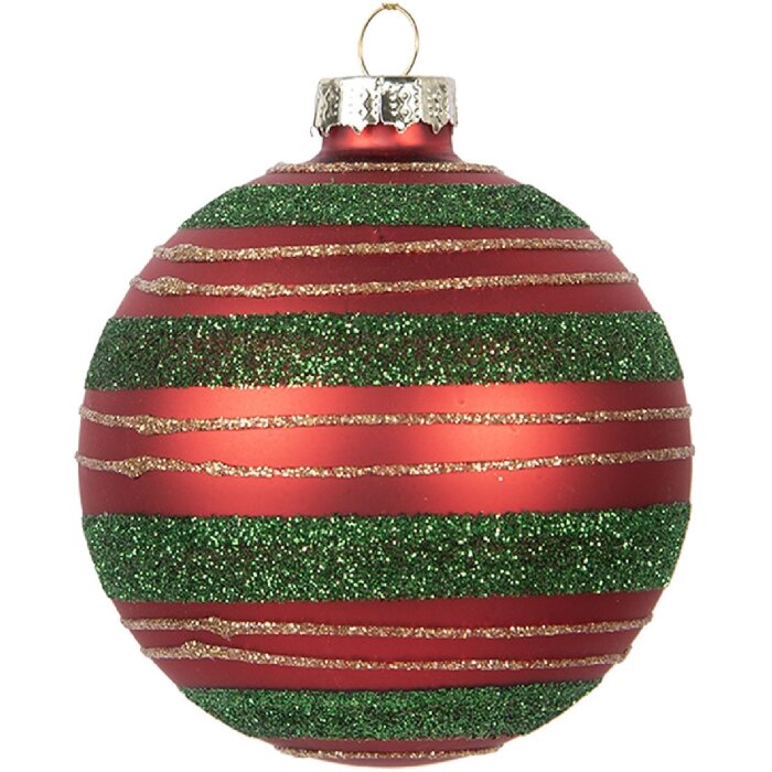 Bola de Navidad Clayre & Eef 6GL5170 Roja y Verde Ø 8 cm