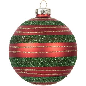 Bola de Navidad Clayre & Eef 6GL5170 Roja y Verde Ø 8 cm