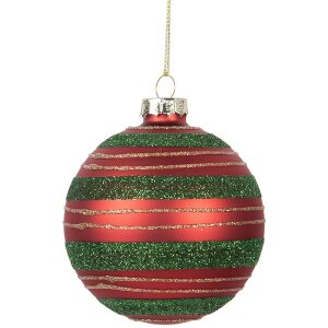 Bola de Navidad Clayre & Eef 6GL5170 Roja y Verde Ø 8 cm