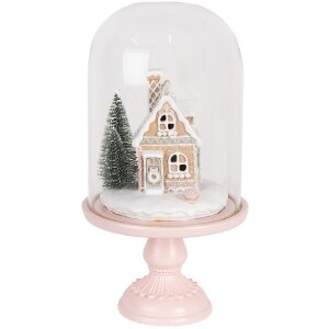 Clayre & Eef 6GL5191 Campana de Cristal con Decoración LED Rosa 17x30 cm